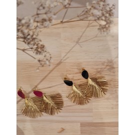 Boucles d'oreilles feuilles Noir leli concept store