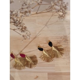 Boucles d'oreilles feuilles Noir leli concept store