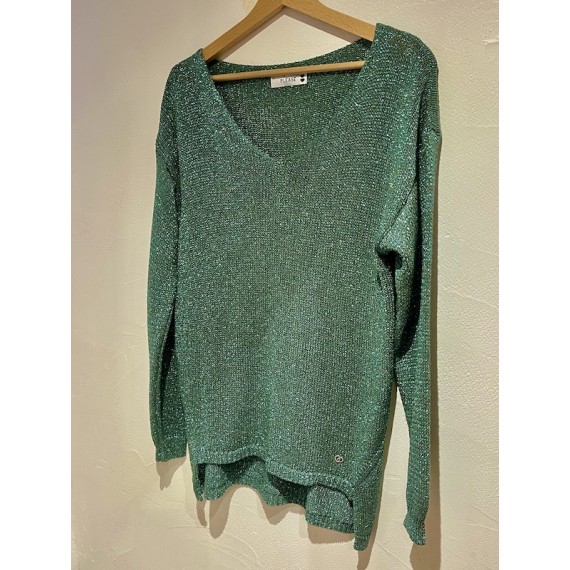 Pull M49 vert pailleté - PLEASE