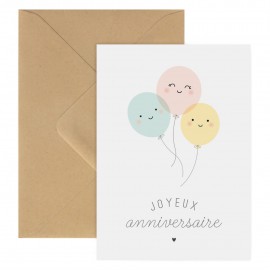 Carte Double Joyeux Anniversaire Ballons - Zü