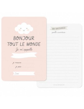 Carte Naissance Bonjour Rose - Zü